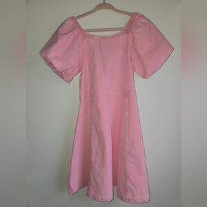 Pink Puff Sleeve Kids Dress